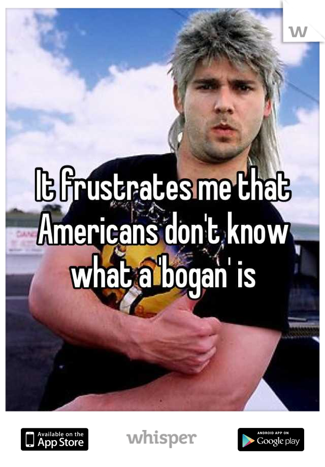 It frustrates me that Americans don't know what a 'bogan' is