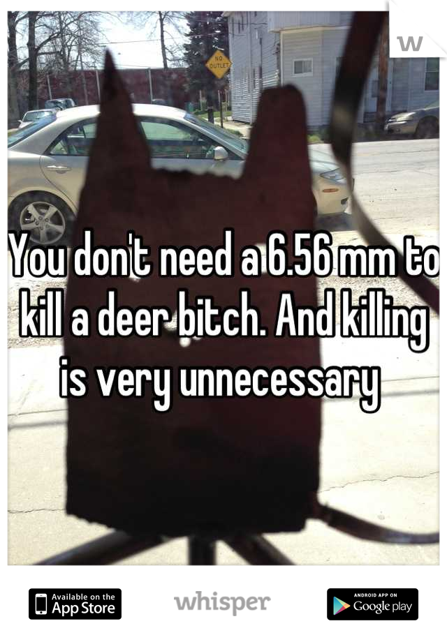 You don't need a 6.56 mm to kill a deer bitch. And killing is very unnecessary 