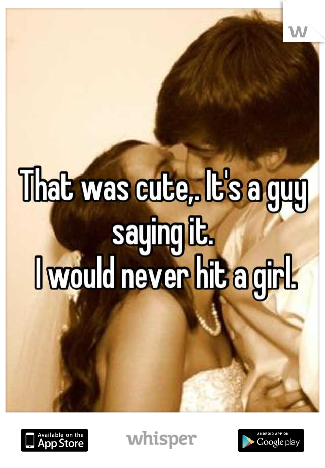 That was cute,. It's a guy saying it.
 I would never hit a girl.