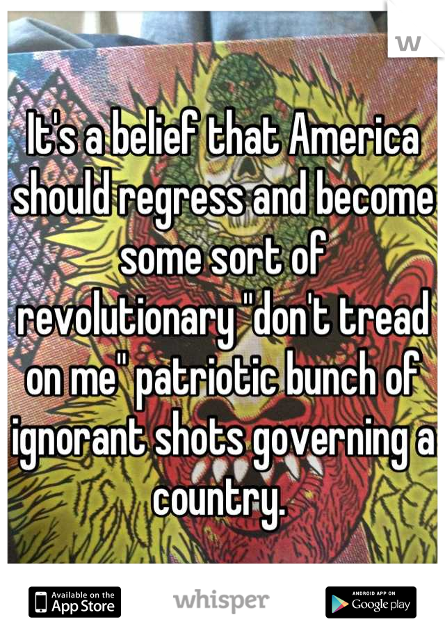 It's a belief that America should regress and become some sort of revolutionary "don't tread on me" patriotic bunch of ignorant shots governing a country. 