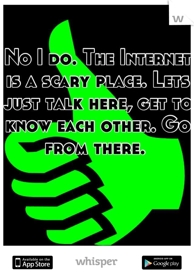 No I do. The Internet is a scary place. Lets just talk here, get to know each other. Go from there. 