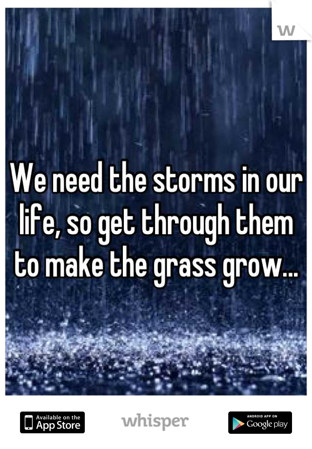 We need the storms in our life, so get through them to make the grass grow...