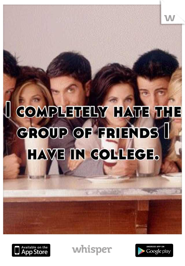 I completely hate the group of friends I have in college.