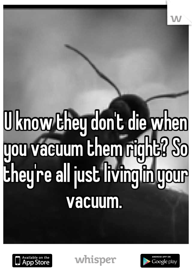 U know they don't die when you vacuum them right? So they're all just living in your vacuum. 