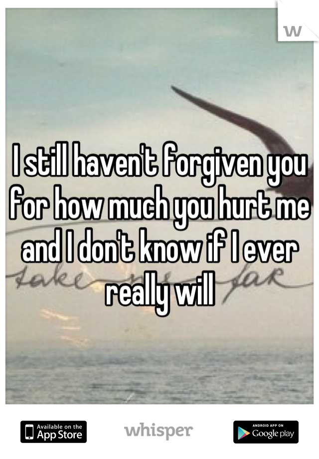 I still haven't forgiven you for how much you hurt me and I don't know if I ever really will