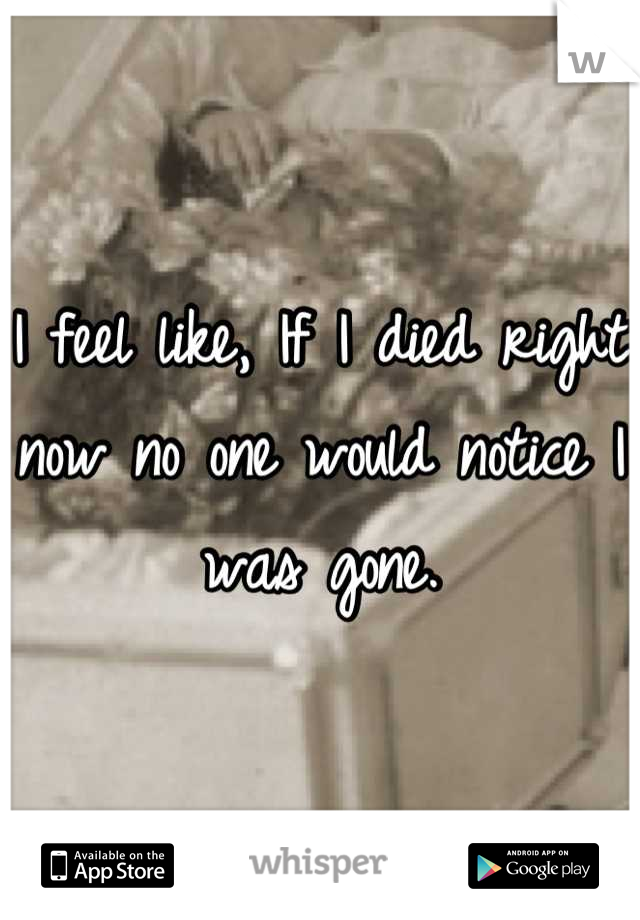 I feel like, If I died right now no one would notice I was gone.