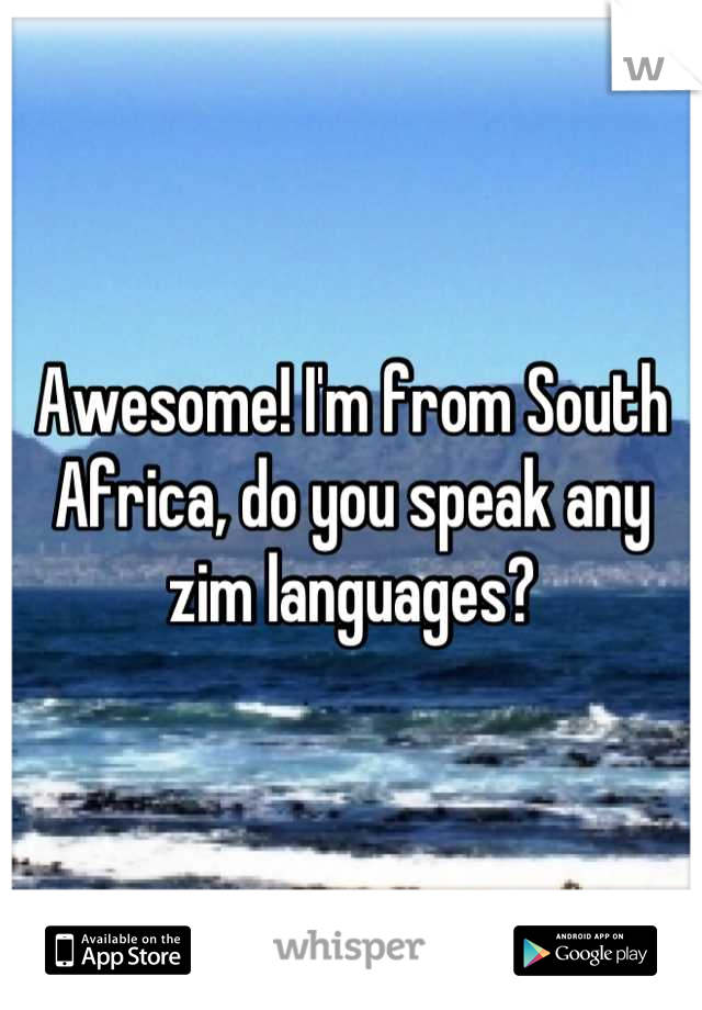 Awesome! I'm from South Africa, do you speak any zim languages?