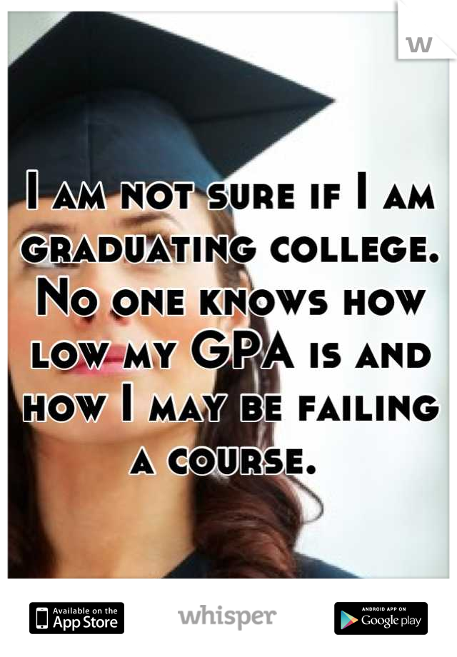 I am not sure if I am graduating college. No one knows how low my GPA is and how I may be failing a course. 