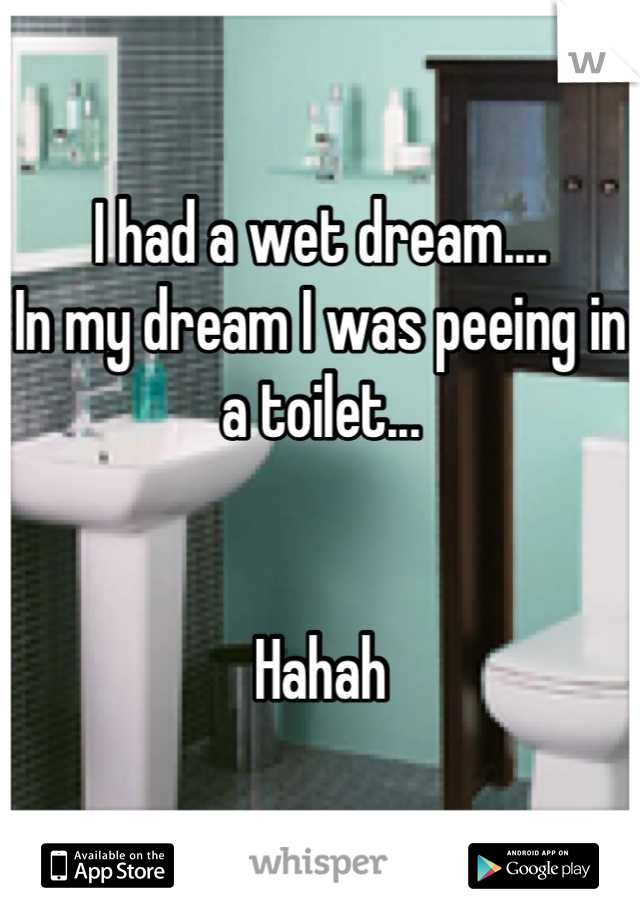 I had a wet dream....
In my dream I was peeing in a toilet... 


Hahah