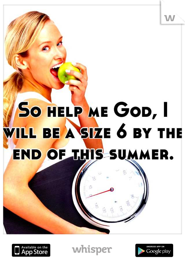 So help me God, I will be a size 6 by the end of this summer.