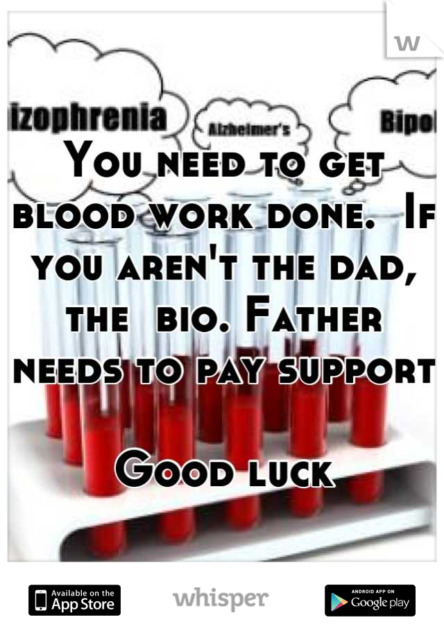 You need to get blood work done.  If you aren't the dad, the  bio. Father needs to pay support

Good luck