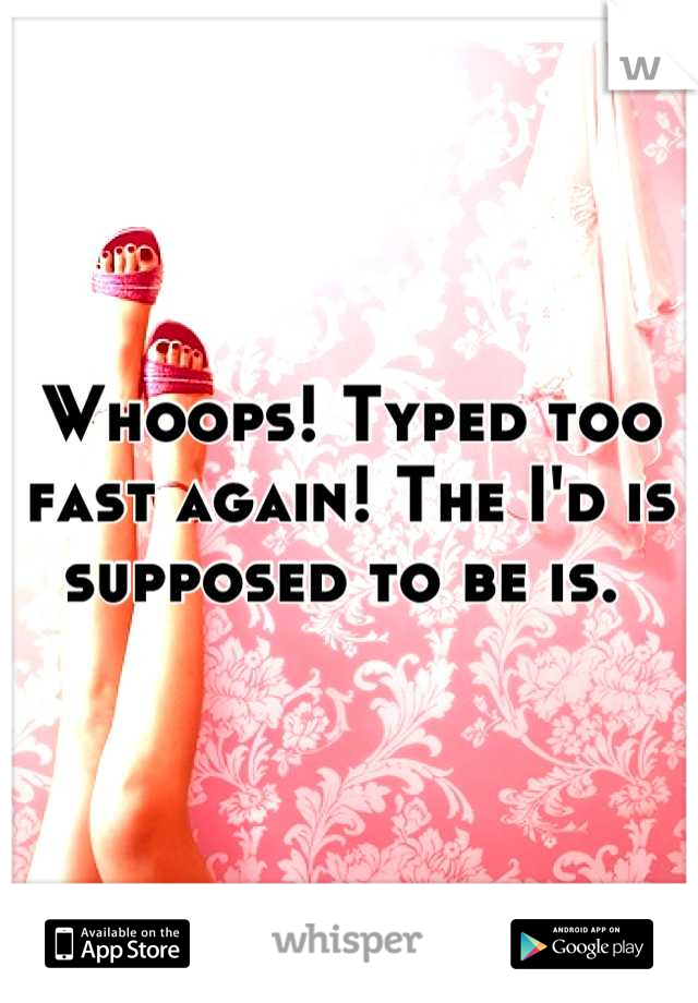 Whoops! Typed too fast again! The I'd is supposed to be is. 
