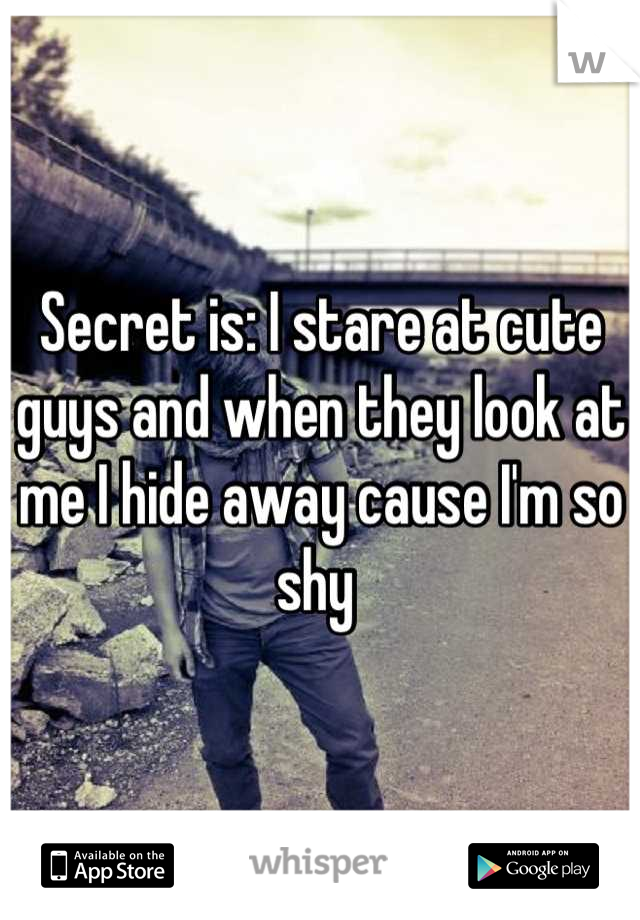 Secret is: I stare at cute guys and when they look at me I hide away cause I'm so shy 