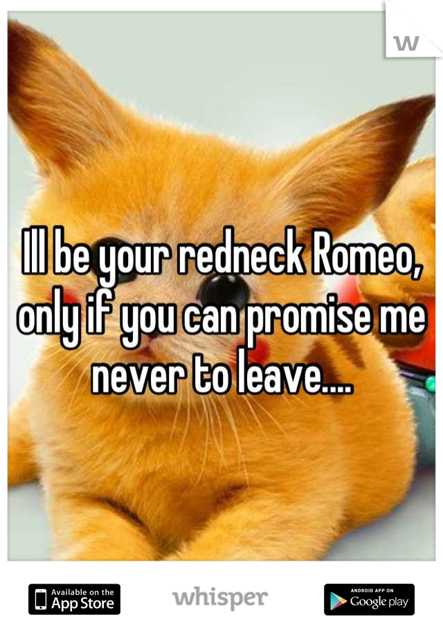 Ill be your redneck Romeo, only if you can promise me never to leave....