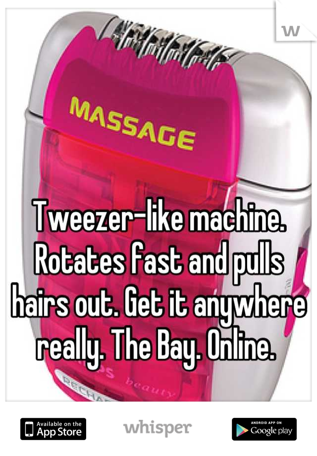 Tweezer-like machine. Rotates fast and pulls hairs out. Get it anywhere really. The Bay. Online. 