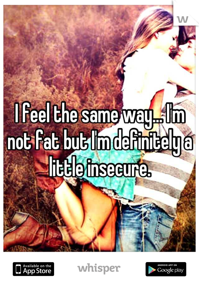 I feel the same way... I'm not fat but I'm definitely a little insecure.