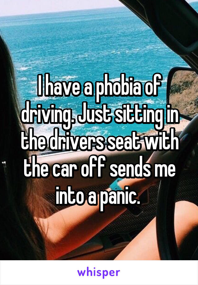 I have a phobia of driving. Just sitting in the drivers seat with the car off sends me into a panic. 