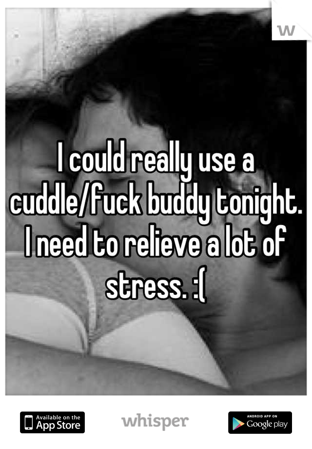 I could really use a cuddle/fuck buddy tonight. I need to relieve a lot of stress. :(