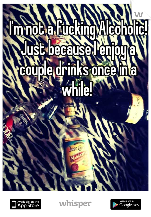 I'm not a fucking Alcoholic! Just because I enjoy a couple drinks once in a while! 