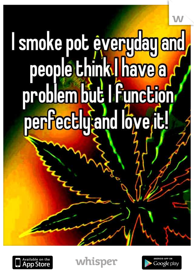I smoke pot everyday and people think I have a problem but I function perfectly and love it! 