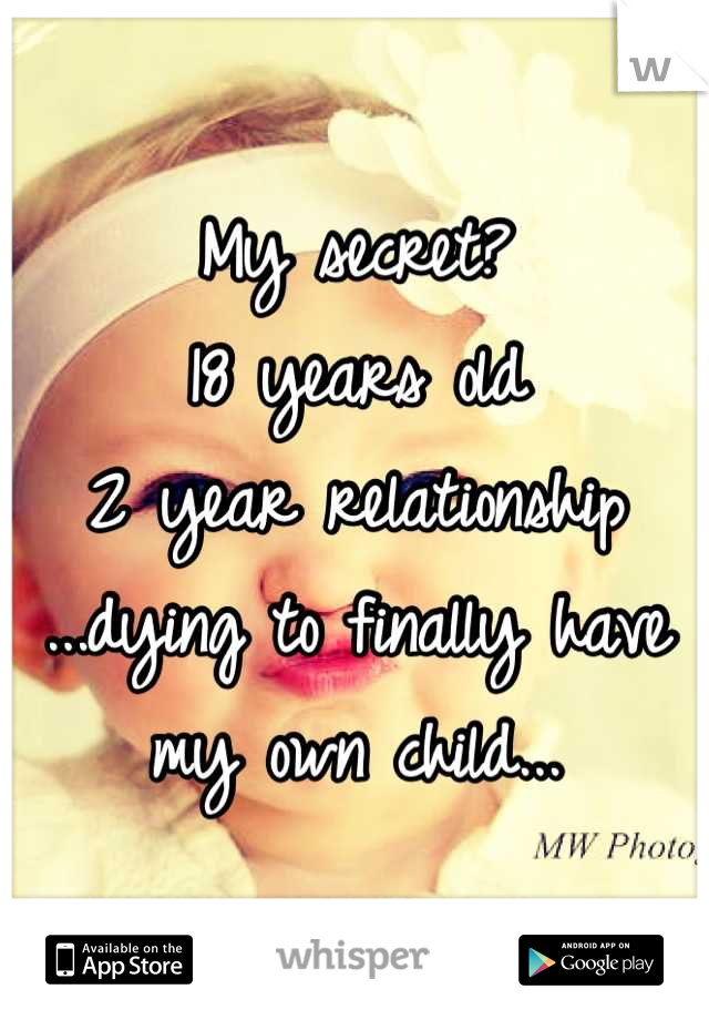 My secret?
18 years old
2 year relationship
...dying to finally have my own child...