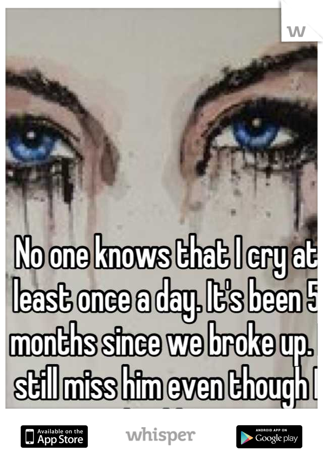 No one knows that I cry at least once a day. It's been 5 months since we broke up. I still miss him even though I shouldn't. 