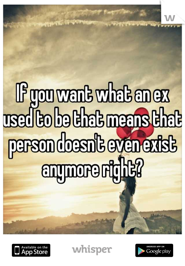 If you want what an ex used to be that means that person doesn't even exist anymore right?