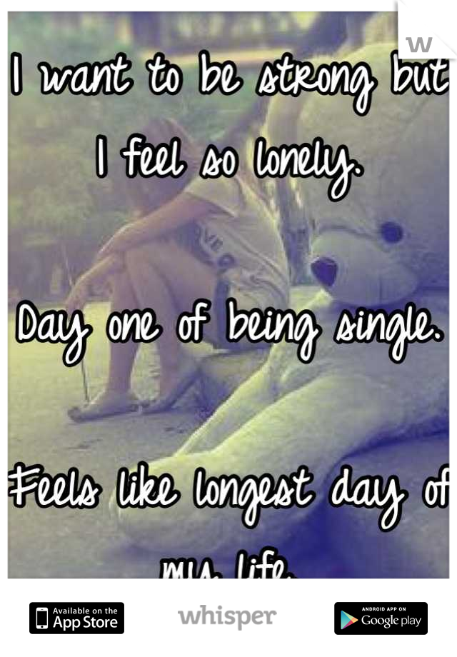 I want to be strong but I feel so lonely. 

Day one of being single.

Feels like longest day of my life.