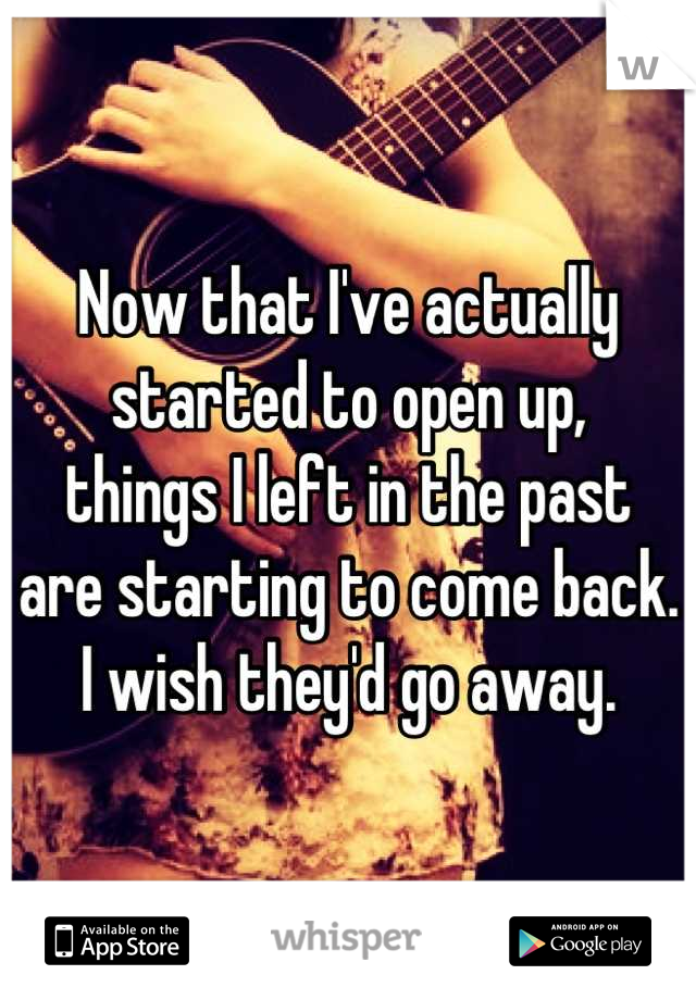 Now that I've actually
started to open up,
things I left in the past
are starting to come back.
I wish they'd go away.