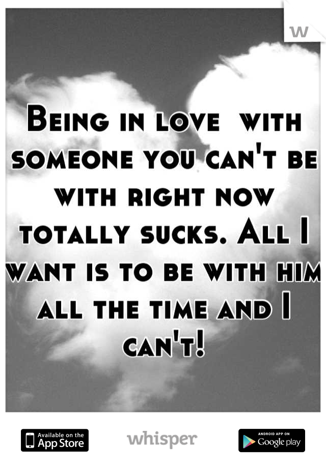 Being in love  with someone you can't be with right now totally sucks. All I want is to be with him all the time and I can't!