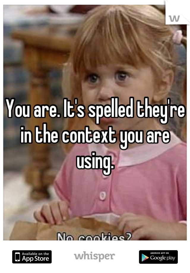 You are. It's spelled they're in the context you are using.
