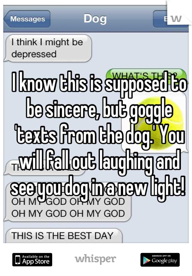 I know this is supposed to be sincere, but goggle 'texts from the dog.' You will fall out laughing and see you dog in a new light! 