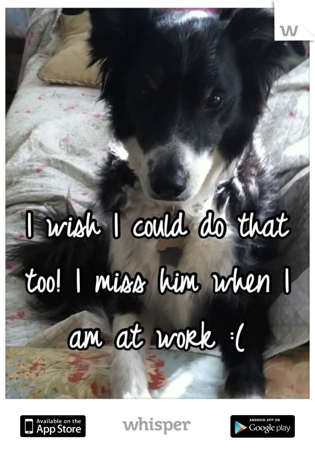 I wish I could do that too! I miss him when I am at work :(