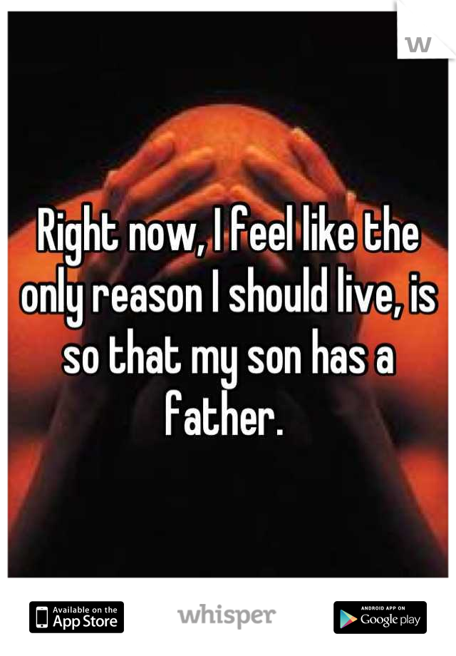 Right now, I feel like the only reason I should live, is so that my son has a father. 