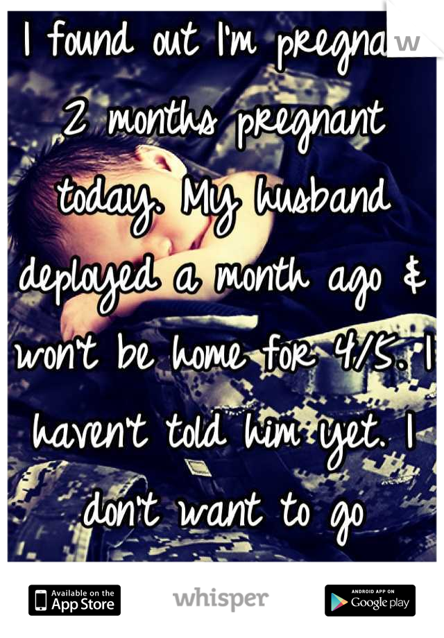 I found out I'm pregnant 2 months pregnant today. My husband deployed a month ago & won't be home for 4/5. I haven't told him yet. I don't want to go experience almost the entire pregnancy with out him