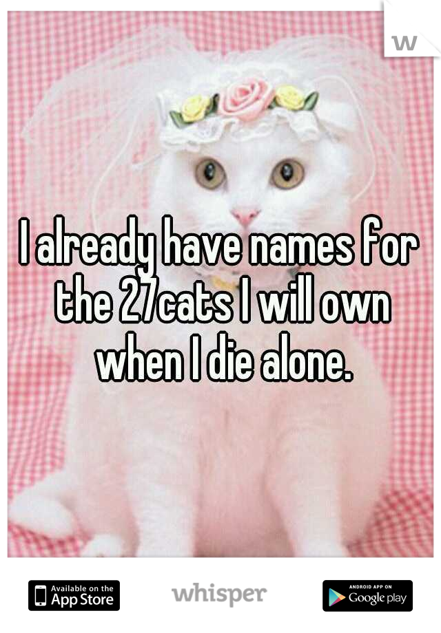 I already have names for the 27cats I will own when I die alone.