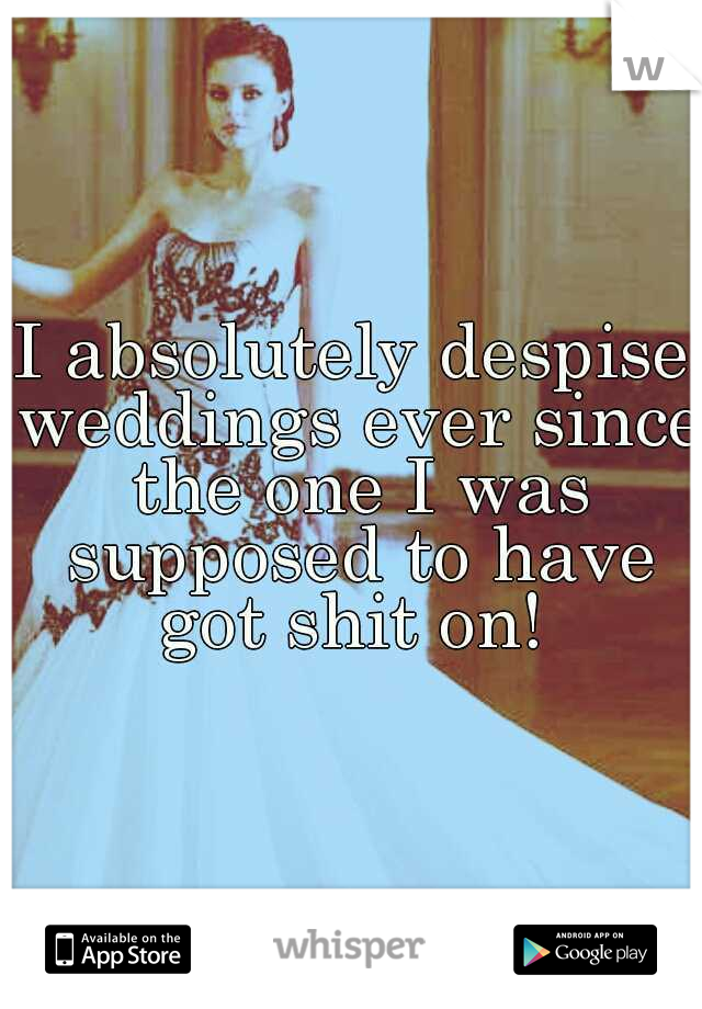 I absolutely despise weddings ever since the one I was supposed to have got shit on! 