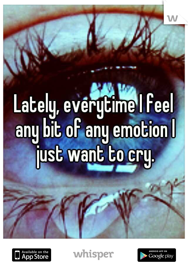 Lately, everytime I feel any bit of any emotion I just want to cry.