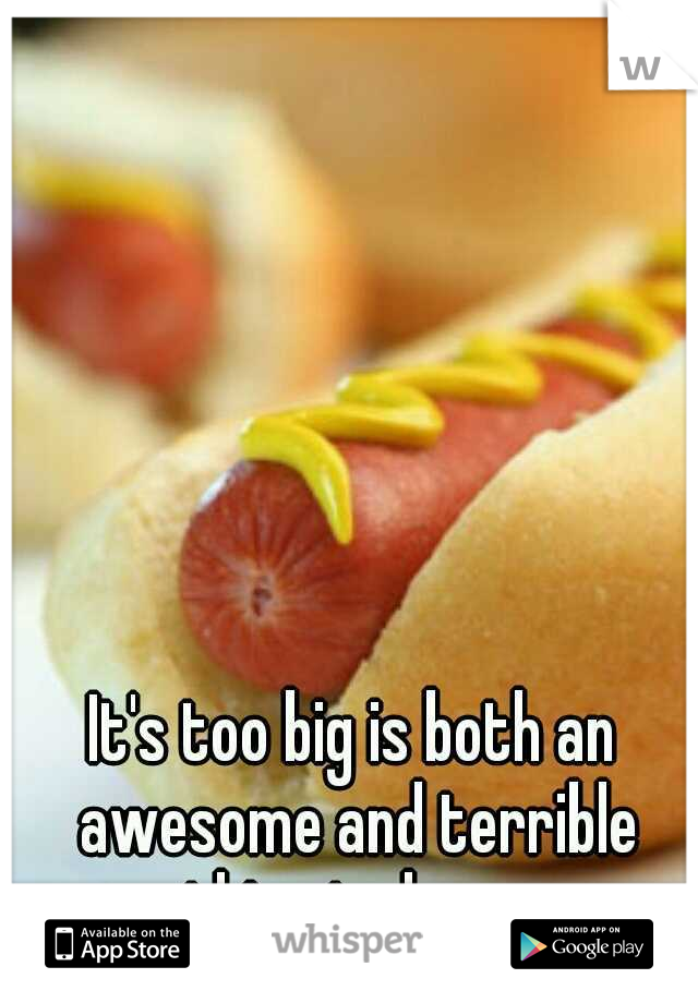 It's too big is both an awesome and terrible thing to here.