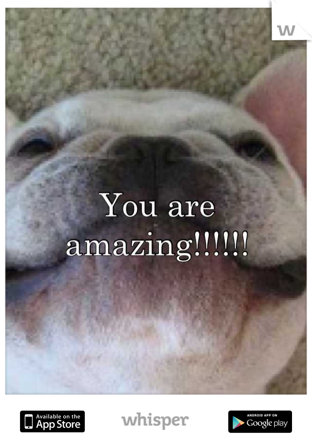 You are amazing!!!!!!