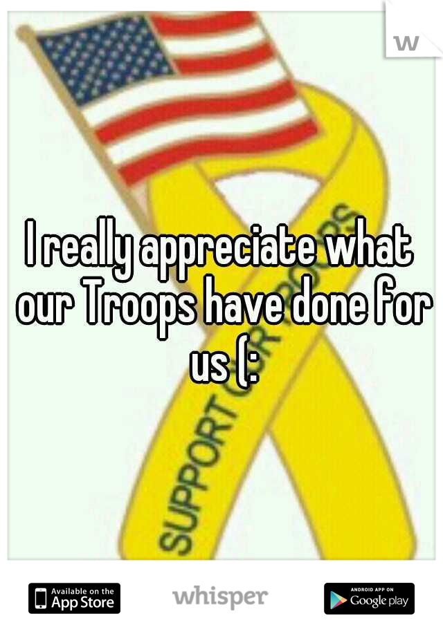 I really appreciate what our Troops have done for us (: