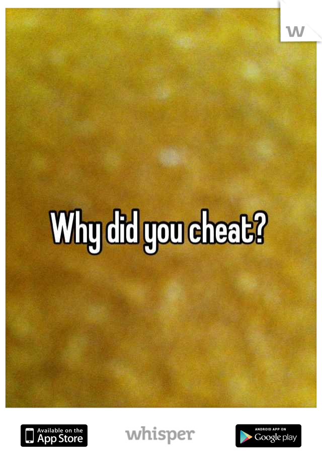 Why did you cheat? 