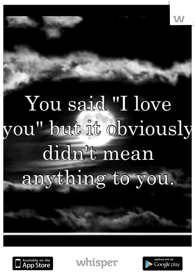 You said "I love you" but it obviously didn't mean anything to you.