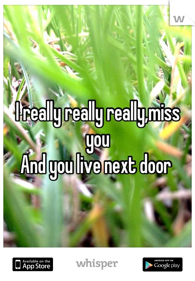 I really really really,miss you 
And you live next door 