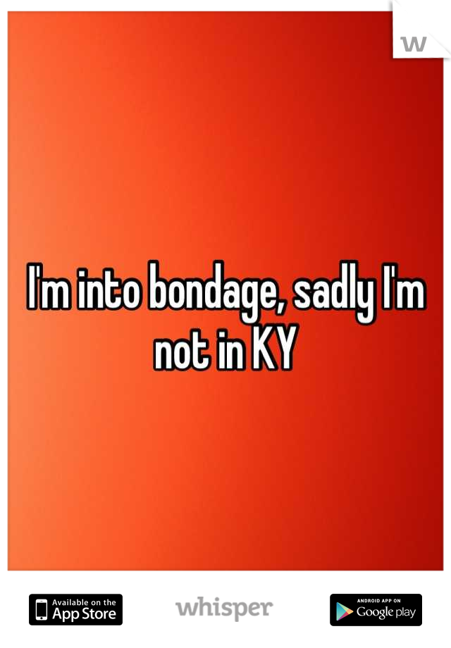 I'm into bondage, sadly I'm not in KY