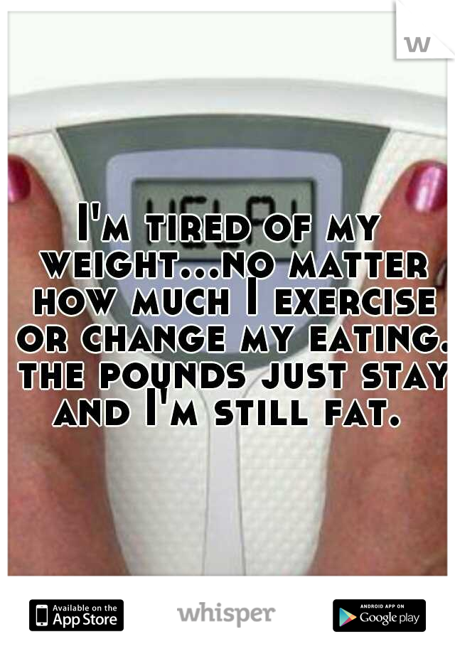 I'm tired of my weight...no matter how much I exercise or change my eating. the pounds just stay and I'm still fat. 