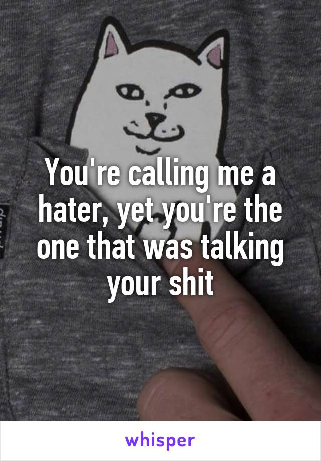 You're calling me a hater, yet you're the one that was talking your shit