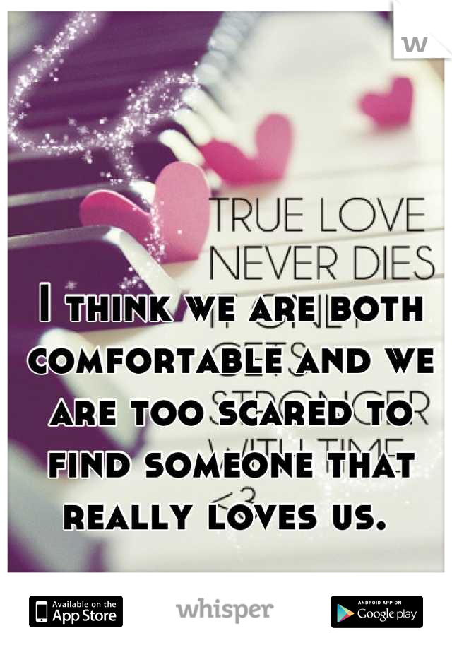 I think we are both comfortable and we are too scared to find someone that really loves us. 