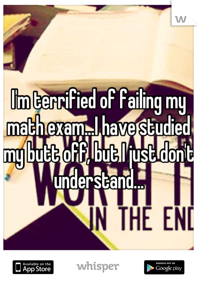 I'm terrified of failing my math exam...I have studied my butt off, but I just don't understand...