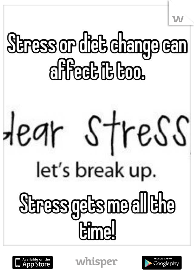 Stress or diet change can affect it too.




Stress gets me all the time!